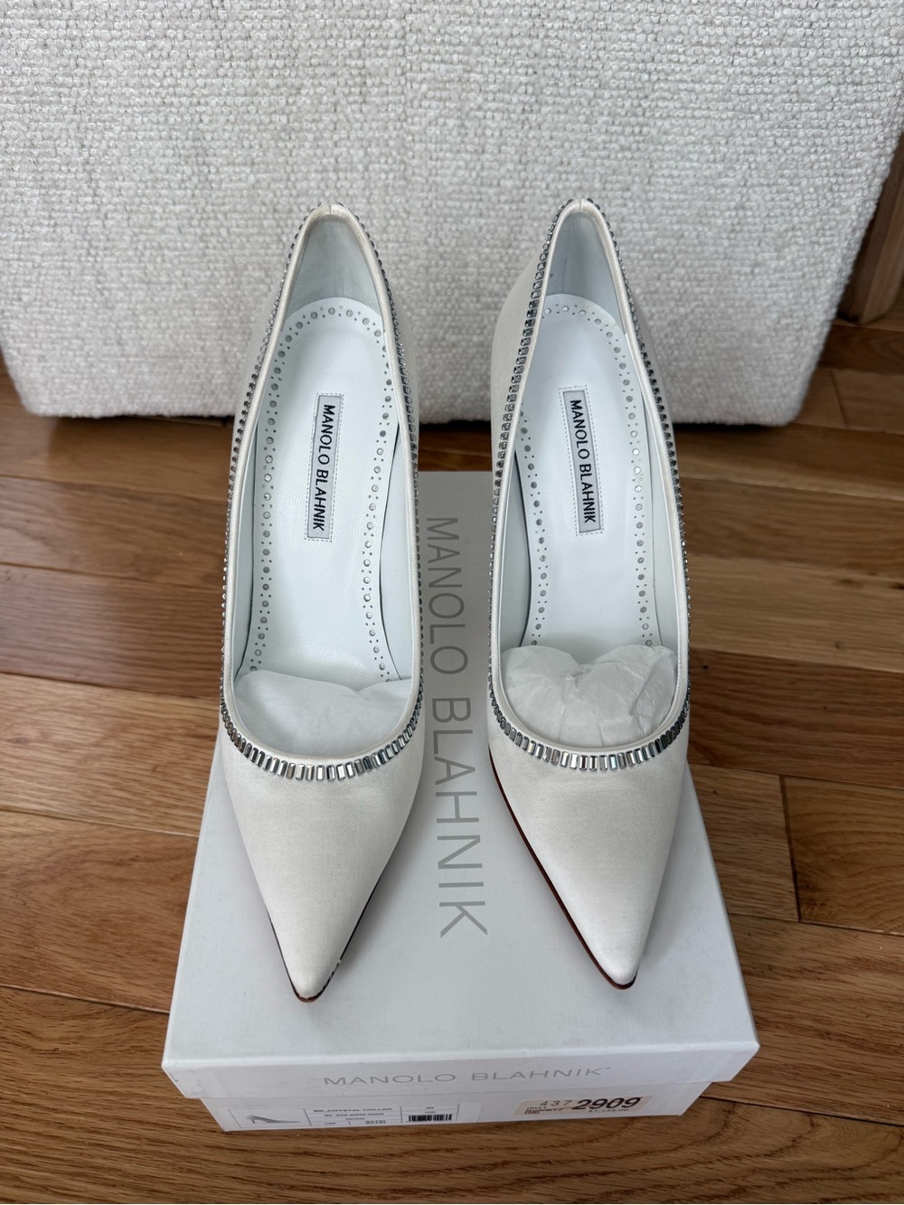 Manolo Blahnik White Silk Satin Bridal Heels
